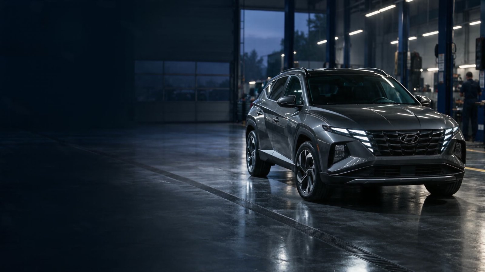 Illustration d’une Hyundai dans un atelier automobile